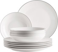 Mäser Dining set 12 pieces, white with black rim FELISE - Dish Set