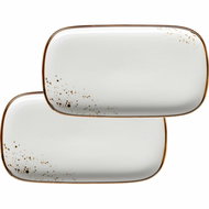 Mäser Set of rectangular plates 2 pcs 25 × 14 cm, white with brown dots PINTAR - Set of Plates