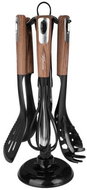 Masterpan Set of kitchen utensils with wood effect and stand - 7 pcs - Kitchen Utensil Set