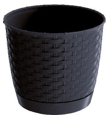 PROSPERPLAST Flowerpot with bowl RATOLLA ROUND 19, height 16.5cm, volume 2.8l, anthracite - Flower Pot - Main image