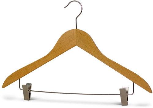 MAWA Wooden Ergonomic Hanger Business with trouser clips, natural - Hanger - Main image