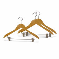 Mawa Ergonomic wooden Business hanger with trouser clips, 3 pcs - Hanger