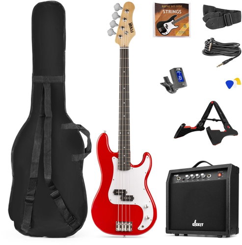 MAX music GigKit Bass Guitar Pack Red - Bass Guitar - Main image