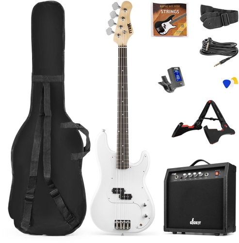 MAX music GigKit Bass Guitar Pack White - Bass Guitar - Main image