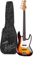 Max Music Rebel JB bass guitar, incl. guitar case, sunburst - Bass Guitar