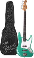 Max Music Rebel JB bass guitar, incl. guitar case, green - Bass Guitar