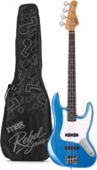 Max Music Rebel JB bass guitar, incl. guitar case, blue - Bass Guitar