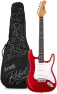 Max Rebel ST electric guitar, with 22 frets, incl. guitar case, metallic red - Electric Guitar