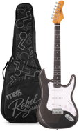 Max Rebel ST electric guitar, with 22 frets, incl. guitar case, metallic black - Electric Guitar