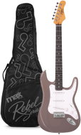 Max Rebel ST electric guitar, with 22 frets, incl. guitar case, metallic grey - Electric Guitar