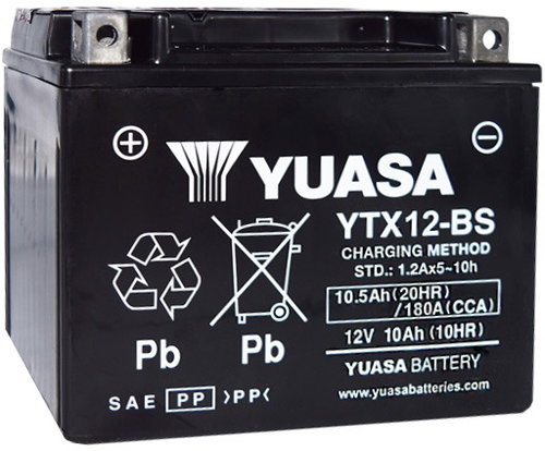 YUASA YTX12-BS, 12 V, 10 Ah, 180 A, GEL - Motorcycle batteries - Main image