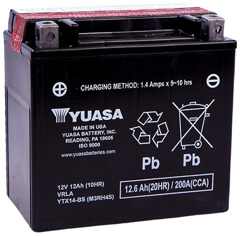 YUASA YTX14-BS, 12 V, 12 Ah, 200 A, GEL Main image YUASA YTX14-BS, 12 V, 12 Ah, 200 A, GEL - Motorcycle batteries - Main image