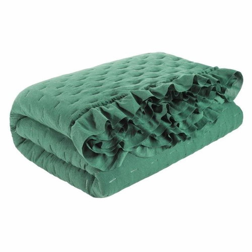MyBestHome Bedspread with ruffles LUBA 220x240 cm green - Bed Cover - Main image