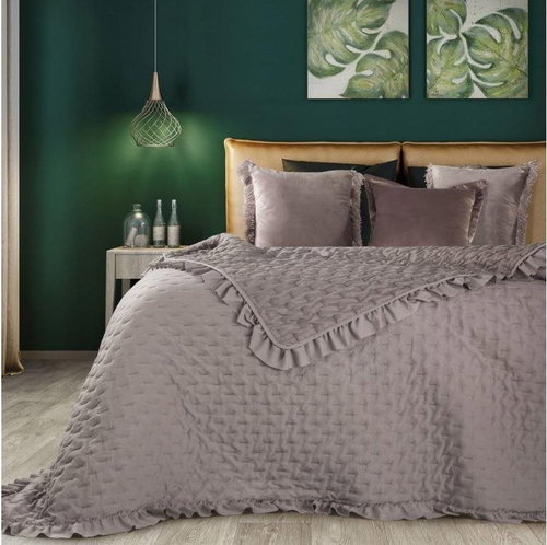 MyBestHome Bedspread with ruffles LUBA 220x240 cm pink - Bed Cover - Main image