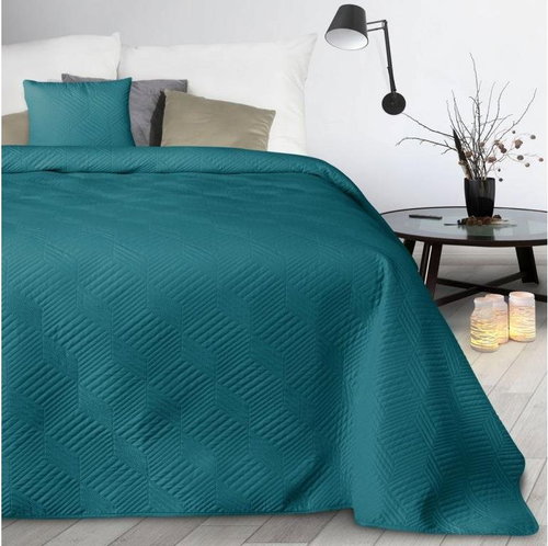 MyBestHome Bedspread ULRIKA 220x240 cm dark turquoise - Bed Cover - Main image