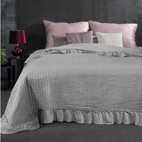 MyBestHome Bedspread with ruffles KRISTA 220x240 cm grey - Bed Cover - Main image