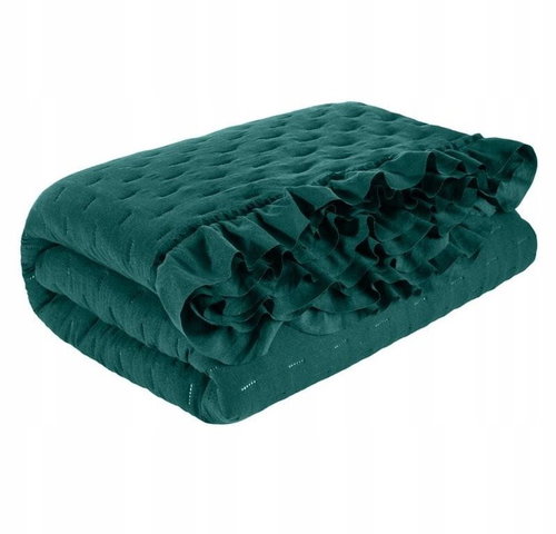 MyBestHome Bedspread with ruffles LUBA 220x240 cm turquoise - Bed Cover - Main image