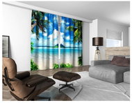 MyBestHome 3D decorative curtain 314V PARADISE ISLAND 2x160x250 cm set of 2 pieces - Drape