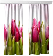 MyBestHome 3D decorative curtain 113V PINK TULIPS 2x160x250 cm set of 2 pieces - Drape