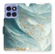 Mobiwear Flip Book for Motorola Edge 60 Pro - Greenish Marble - Phone Case