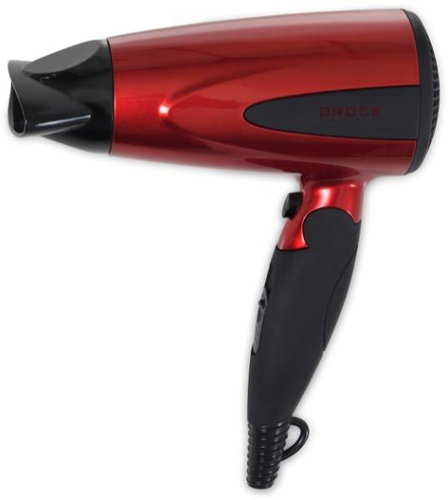 Brock Travel hair dryer, 2 speeds, folding handle, 1600 W, red - Hair Dryer - Main image