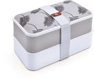 IRIS Barcelona Obědový Bento Box s příborem – šedé listy - Snack Box