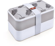 IRIS Barcelona Lunch Bento Box with cutlery - grey leaves - Lunch Box