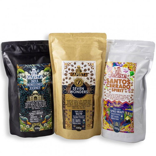 Kafista bean set - Monsoon Robusta, Brazilian Arabica & Seven Wonders Blend 3 × 500 g - Coffee - Main image
