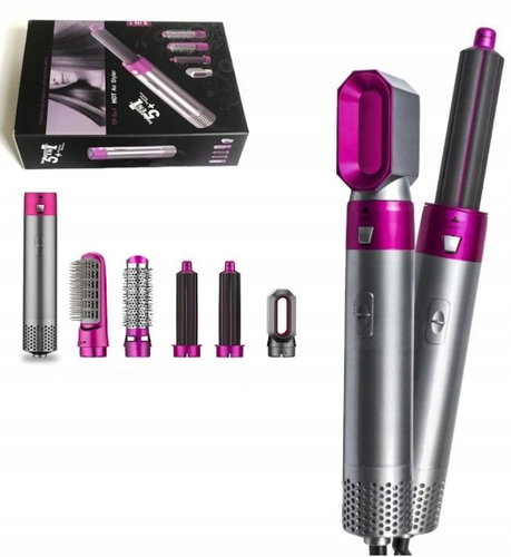 MDS Stylish 5in1 hair dryer with attachments pink / grey - Hair Dryer - Main image