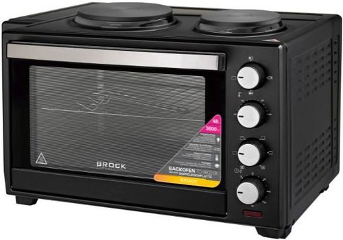 Brock Electric hot air oven 48 l in combination with a two-plate cooker, 3600 W - Mini Oven - Main image