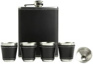 Foxter 2480 Stainless steel flask 270 ml + 4 × shot glass eco leather black - Hip Flask