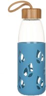 Pebbly PKV-001 Sklenená fľaša so silikónovým obalom 550 ml modrá - Fľaša na vodu