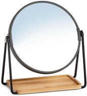 ZELLER Zrcadlo kosmetické stolní, 2 × zvětšení, černé, bambusové 17,5 × 20,5 cm - Zrkadielko
