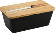 KESPER Bread tray with knife and cutting board plastic, bamboo, black 35 × 20 × 16 cm - Breadbox