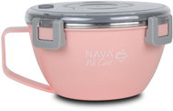 Nava Greece round stainless steel lunch box "We Care", pink 850 ml - Lunch Box