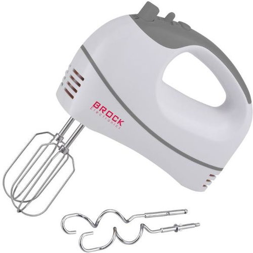 Brock Hand mixer 300 W, 5 speeds + turbo, for kneading dough and whisking, white and grey - Hand Mixer - Main image