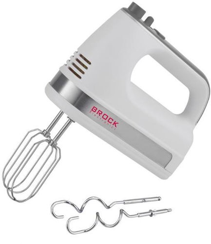 Brock Hand mixer 300 W, 5 speeds + turbo, for kneading dough and whisking, white + stainless steel - Hand Mixer - Main image