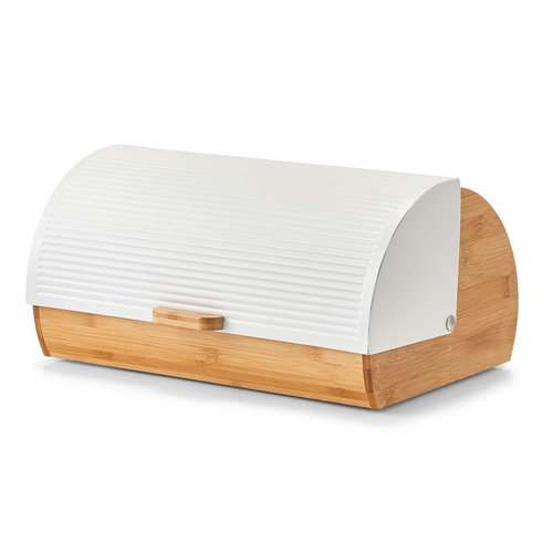 ZELLER Bamboo bread bin with white lid, 19 × 39 × 27 cm - Breadbox - Main image