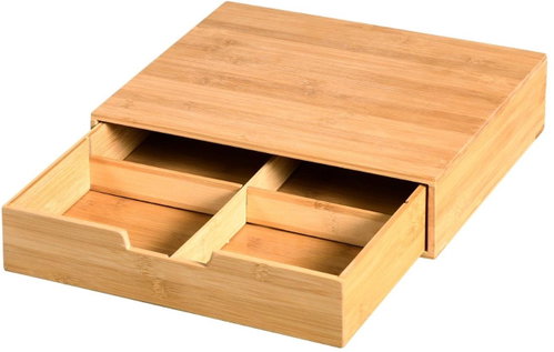 KESPER Tea and coffee capsule organiser, 34 × 31 × 8 cm, bamboo - Tea Storage Box - Main image