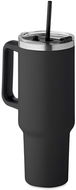 Scortland Láhev na pití s brčkem Nordic Tumbler černá, nerez, 1200 ml s brčkem - Termohrnek