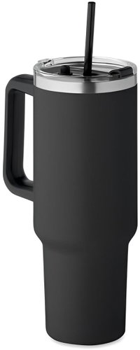 Scortland Drinking bottle with straw Nordic Tumbler black, stainless steel, 1200 ml with straw - Thermal Mug - Main image