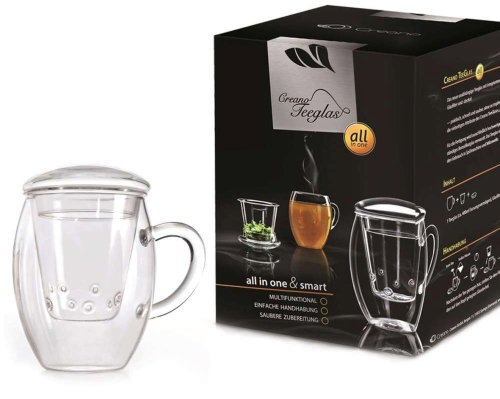 Creano Tea cup "All-In-One" with glass filter 3-piece set, 400 ml - Tea Kettle - Main image