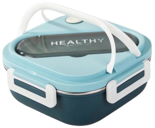 Verk 07332 Snack box with compartments and cutlery 1000 ml, blue - Lunch Box - Main image