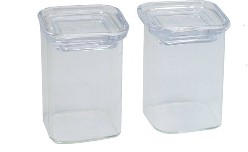 Pebbly PKV-074 Set of 2 glass jars, square - Food Container Set - Main image