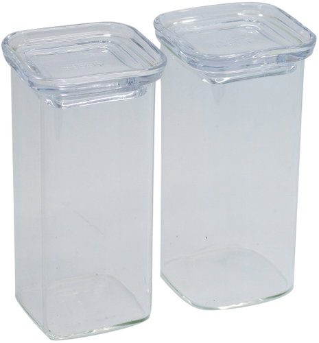 Pebbly PKV-075 Set of 2 glass jars, square - Food Container Set - Main image