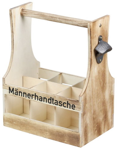 KESPER Bottle Carrier with Opener, Poplar Wood - Bottle Carrier - Main image