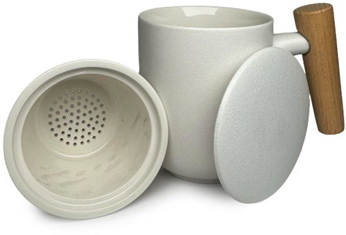 Alveus All-In-One ceramic tea cup with filter - 3-piece set, 230 ml, white - Tea Kettle - Main image