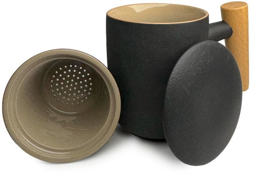 Alveus All-In-One ceramic tea cup with filter - 3-piece set, 230 ml, black - Tea Kettle - Main image