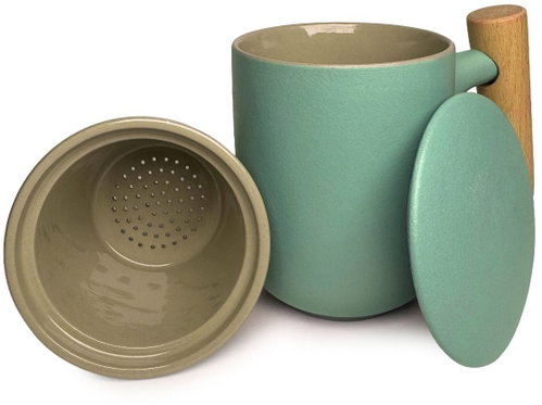 Alveus Ceramic tea cup "All-In-One" with filter - 3-piece set, 230 ml, green - Tea Kettle - Main image