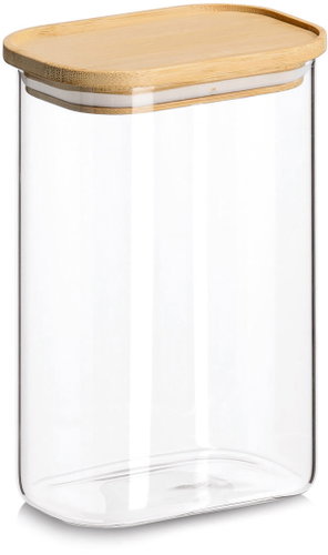 ZELLER Glass jar with bamboo lid 1300 ml - Storage Jar - Main image
